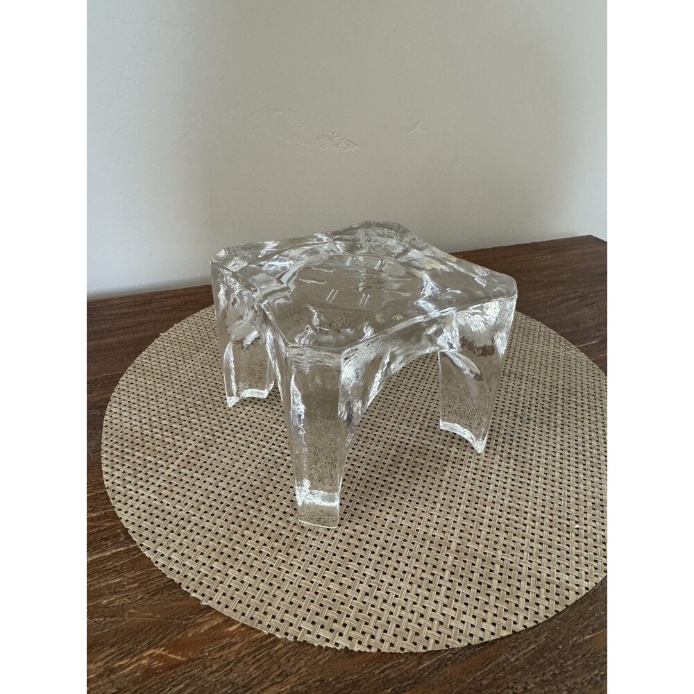 Vintage Chantal Germany Heavy Clear Glass Trivet Food Warmer Art Glass Pedestal